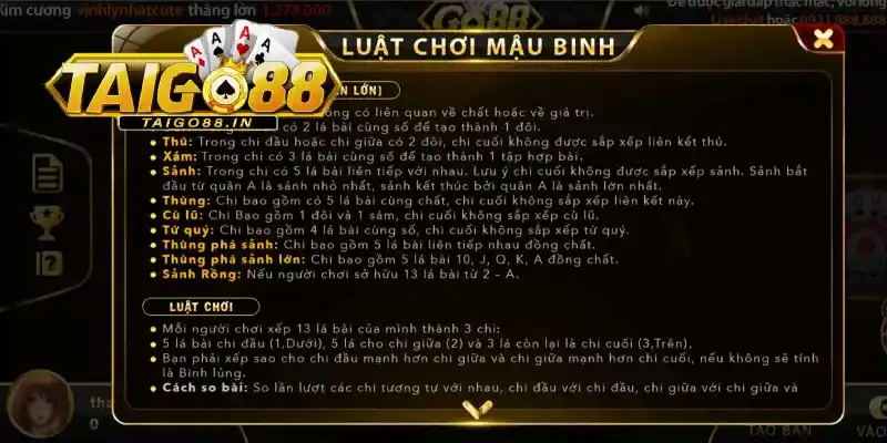 Hướng dẫn luật chơi mậu binh 