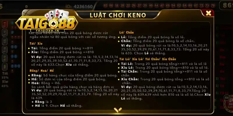 Hướng dẫn luật chơi Keno